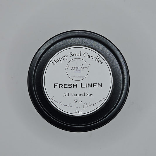Fresh Linen Soy Candle 4 oz Travel Tin