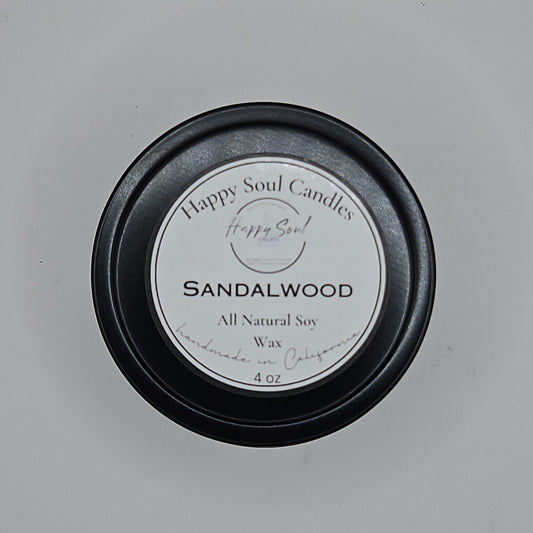 Sandalwood Soy Candle 4 oz Travel Tin
