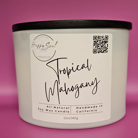 Tropical Mahogany 3-Wick Soy Candle (12oz)