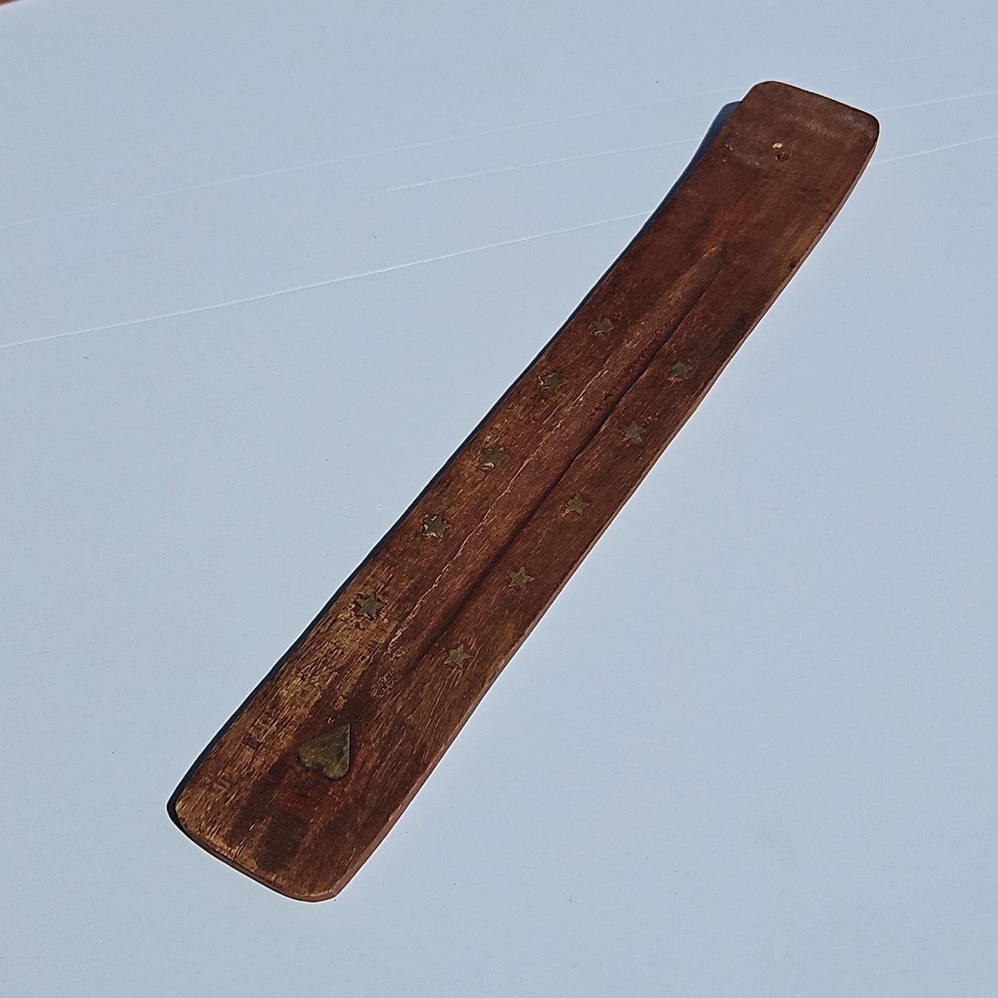 Wooden Incense Holder/Ash Catcher with Brass Inlay