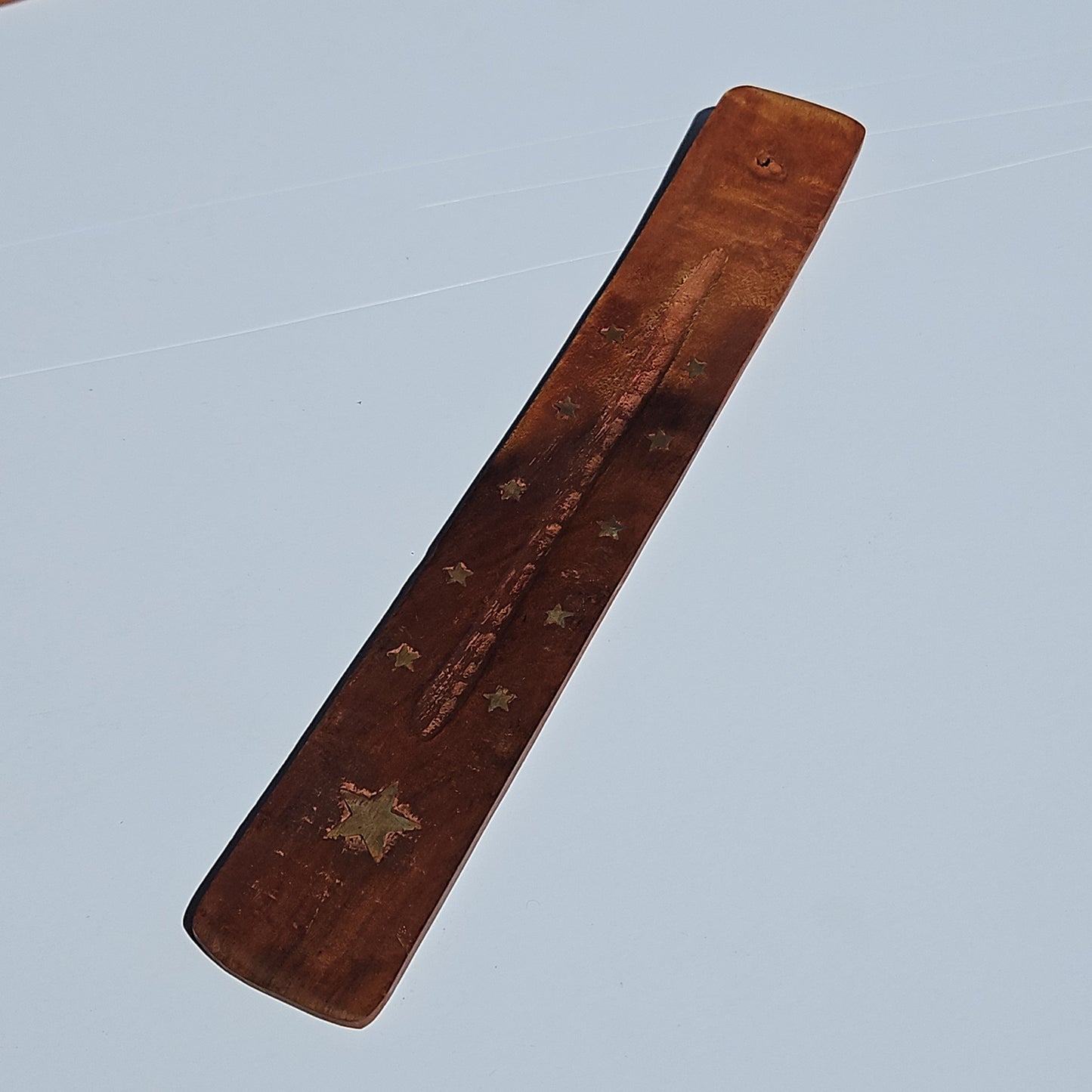 Wooden Incense Holder/Ash Catcher with Brass Inlay