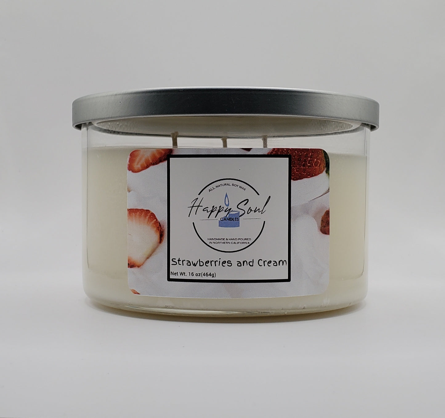 Strawberries and Cream 3-Wick Soy Candle (16oz)