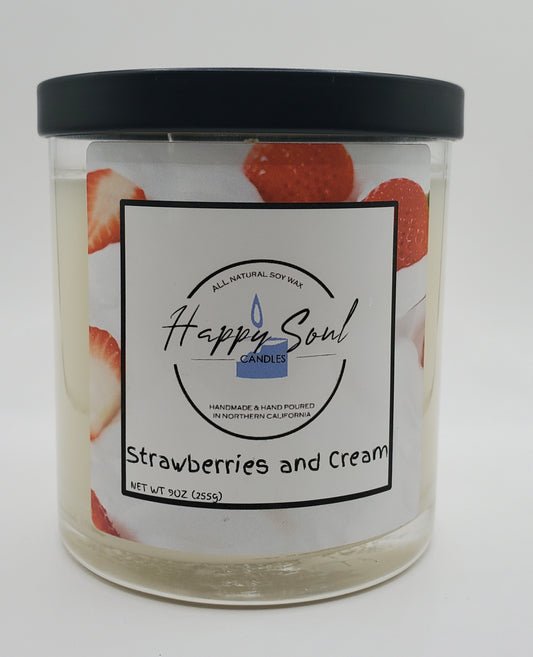 Strawberries and Cream 9 oz Soy Candle