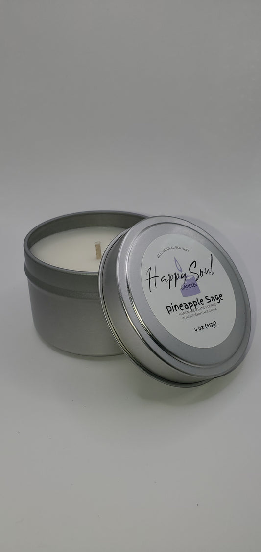 Pineapple Sage Soy Candle 4 oz Travel Tin