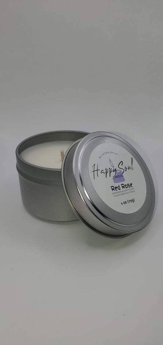 Red Rose Soy Candle 4 oz Travel Tin