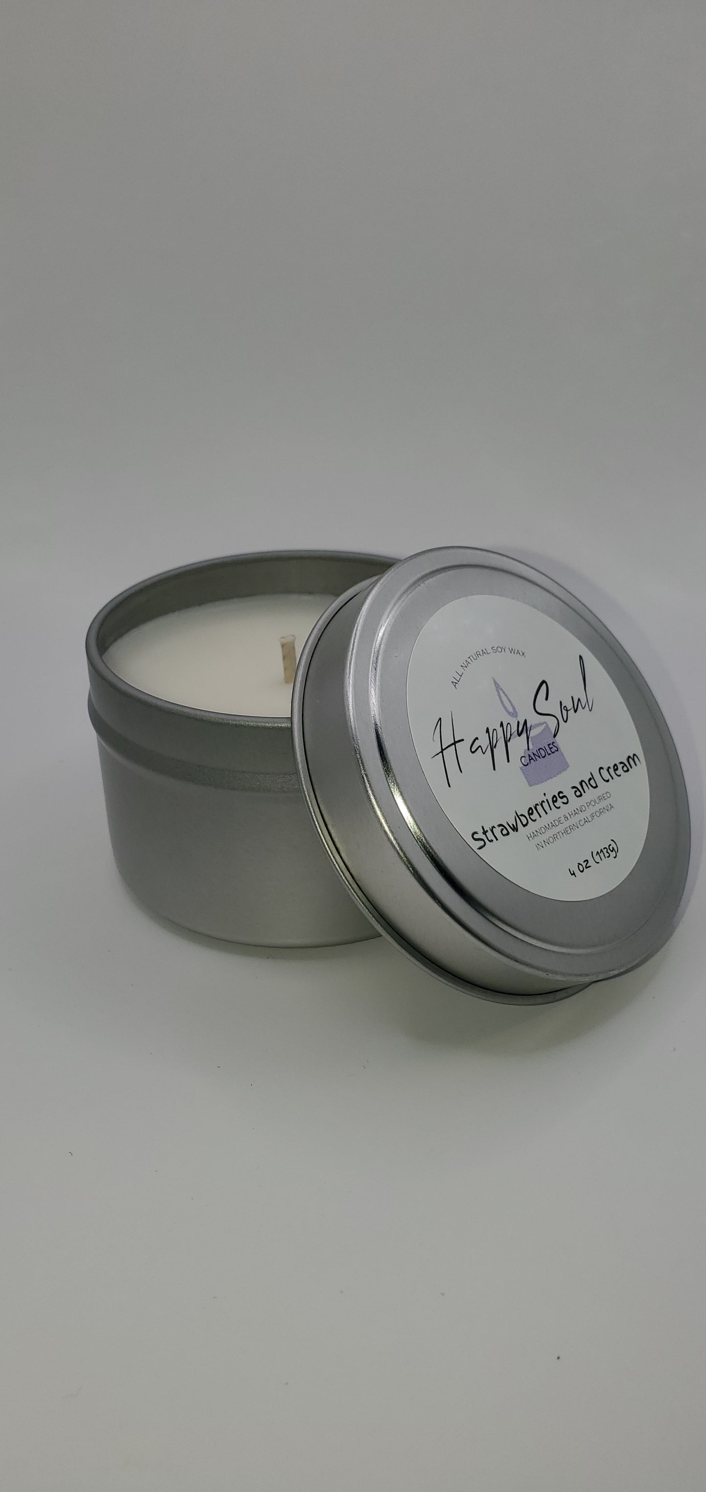 Strawberries and Cream Soy Candle 4 oz Travel Tin